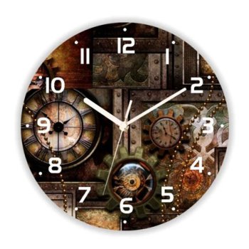 3D Vintage Steampunk Clocks and Gears Wall Clock for Living Room Antique Industrial Large Round Watch Bedroom Kitchen Decor