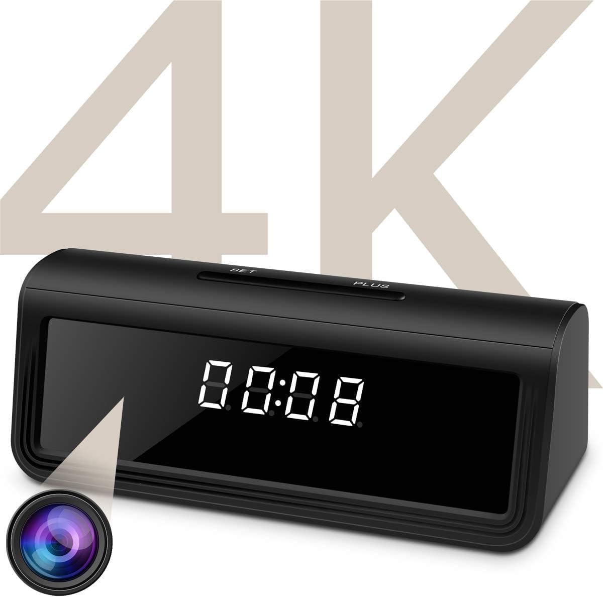 4K Hidden Spy Camera Wireless Hidden WiFi Clock Camera Home Security Nanny Camera with Night Vision,160 Ultra Wide Angle,Motion Detection