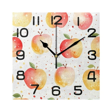 Abstract Apples with Dots Wall Clock Square Silent Non-Ticking Battery Operated Retro 7.78 Clock Home Kitchen Office Decoration