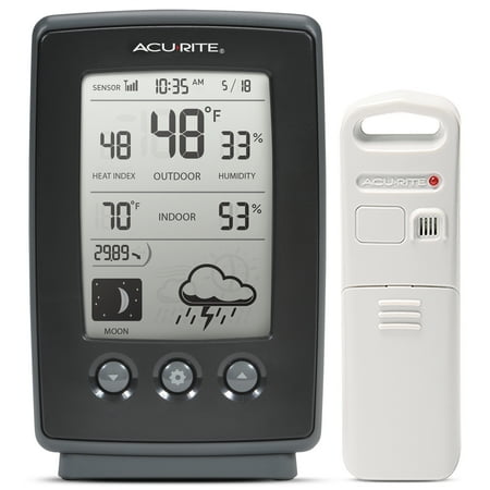 AcuRite Digital Weather Station with Forecast, Temperature, Clock, Moon Phase, Black (00829)