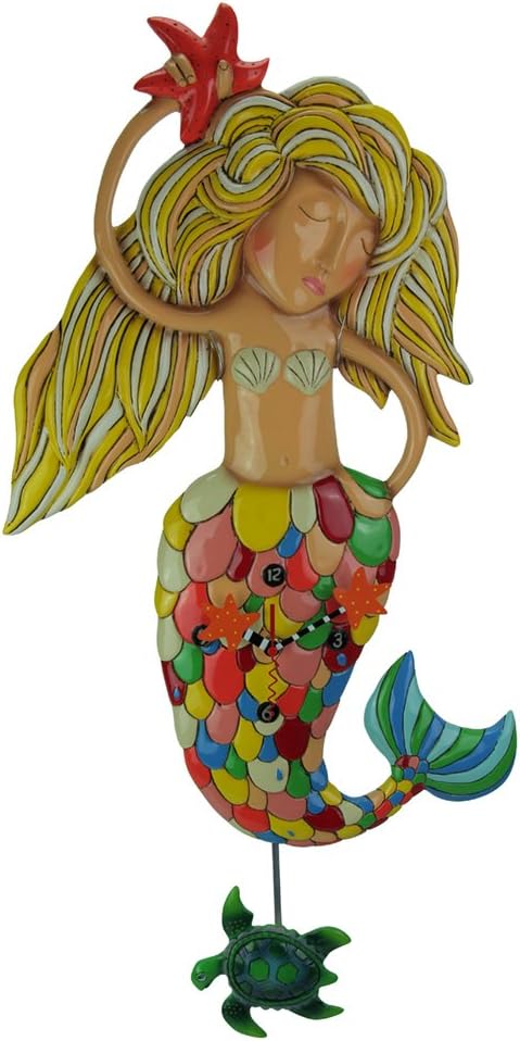 Allen Designs Sirena Extra-Large Whimsical Mermaid Pendulum Wall Clock