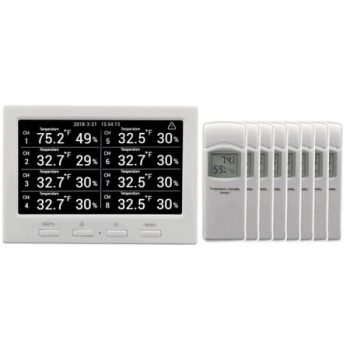 Ambient Weather WS-3000-X8 Wireless Thermo-Hygrometer with Logging, Alarming, Radio Controlled Clock with 8 Remote Sensors