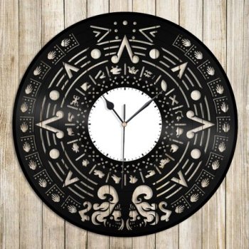 Amblelife Maya Calendar Vinyl Wall Clock Souvenir Unique Gift for Friends Home Decoration Vintage Design Office Bar Room Home Decor