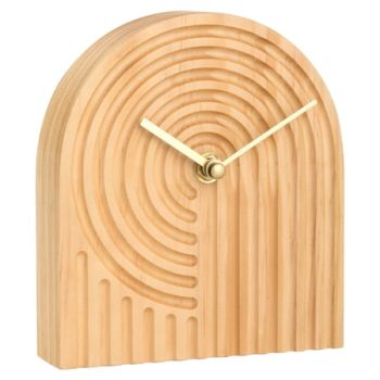 Arched Indoor Tabletop Light Natural Wood Clock