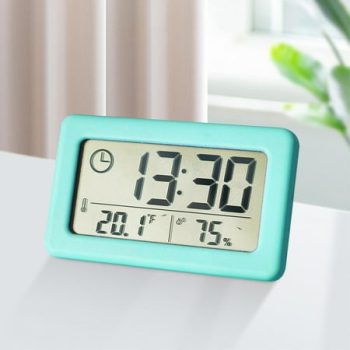 Azrian Digital Clock with Lcd Display Thermometers Hygrometer Digital Temperature Humidity Monitor with Smart Clock Alarm Clock for Heavy Sleepers Clock for Bedroom Christmas Home Decor