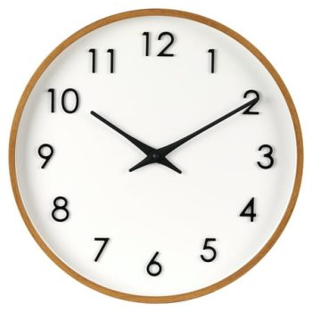 Better Homes & Garden Round Indoor 20 Modern Mid-Tone Wood Finish Plastic Frame Analog Wall Clock