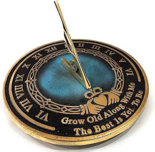 Brass Sundial Grow Old with Me 10 inches Gift Idea for Parents, Grandparents, Friends, Couples, Sundial Gift, Garden Or Home Decor