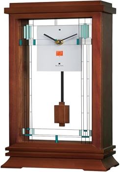 Bulova B1839 Willits Frank Lloyd Wright Mantel Clock, 14, Walnut Finish