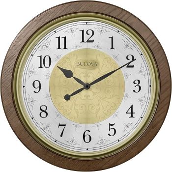 Bulova C4115 Manchester Chiming Wall Clock, Warm Walnut