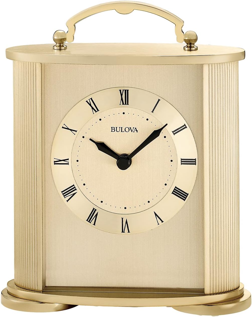 Bulova Clocks B1719 Arthur Brushed Gold 6.5”H x 5.5” W x 2.25” D