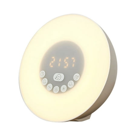 Vsgery Creative Seven-color Night Light Lamp for Bedroom Six Natural Wake-up Sounds Adjustable Frequency Radio Alarm Sunrise Alarm Clock Hatch Alarm Clock