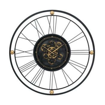 CC Home Furnishings Large Roman Numerals Intertwining Gear Wall Clock - 31.5 - Black and Gold