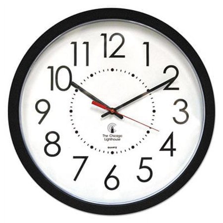 Chicago Lighthouse 67801103 Electric Contemporary Clock, 14-1/2, Black