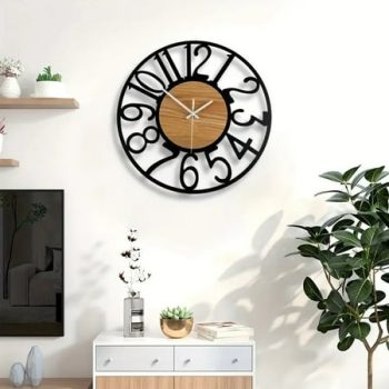 Ckraxd Silent Battery Operated 13 Inch Wall Clock for Living Room, Modern Vintage Oversized Wall Clock, Non-Ticking Design, Iron Made Large Wall Clock Ideal for Kitchen and Bedroom