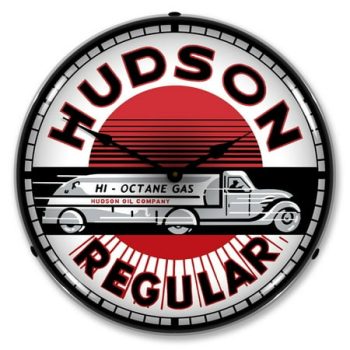 Collectable Sign and Clock Hudson Gas LED Lighted Premium Wall Clock