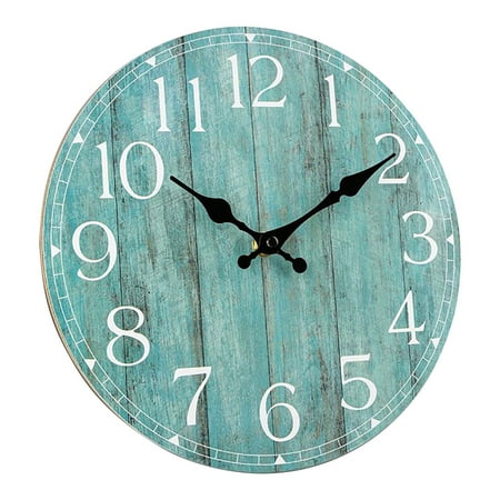 Countdown Clock Large Display Wall Clock 10 Inch Teal Silent Non Ticking Kitchen Clock Vintage Country Retro Decorative Wall Clocks Battery Operated For Bathroom Bedroom Living Room