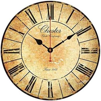 Crack Background Chester Paris Shabby Chic Wood Clock for Home Decor Wall Art Hanging Silent Wall Clock 14 inch