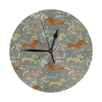 Dachshund Dog Puppy Bird Wall Clock Silent Non Ticking - 10 Inch Battery Operated Modern Clocks for Living Room Bedroom Kitchen Bathroom Office Classroom, Decorative Clocks