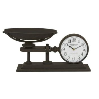 DecMode 18.5W, 8.75H Metal Black Analog Traditional Tabletop Clock, 1 - Piece