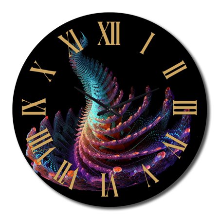 DESIGN ART Designart 3D Spiral Rainbow Shapes III Abstract Spirals Oversized Wall Clock 29 In. Wide x 29 In. High