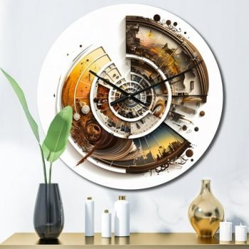 DESIGN ART Designart Caclulating The Universe Vintage Spiral Art V Abstract Spirals Oversized Wall Clock 16 In. Wide x 16 In. High