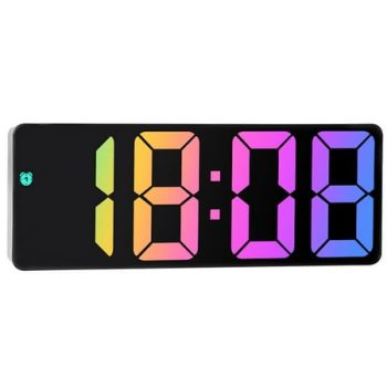 Digital Alarm Clock Colorful LED Electronic Clock USB/Battery Operated Smart Desk Clock 12/24H Display 3 Adjustable Brightness 5 Modes Voice Control Snooze Function Reusable