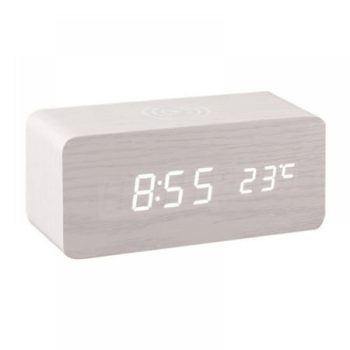 Digital Wooden Alarm Clock 6 Large LED Display