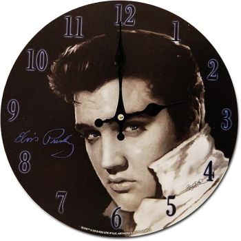 Elvis Presley Clock - Elvis Black & White Photo 11.75 Diameter