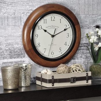 FirsTime & Co. Walnut Round Wall Clock, 11,10055