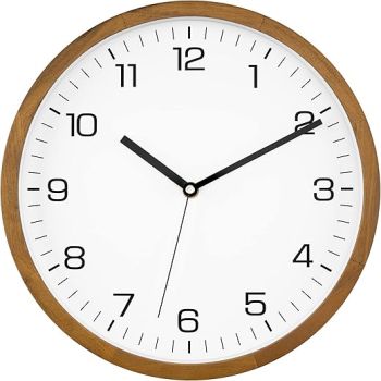 Foxtop Wood Wall Clock 12 Inch Silent Non-Ticking Battery Operated Quartz Round Wooden Wall Clock Decorative for Kitchen Bedroom Living Room Home Office Decor