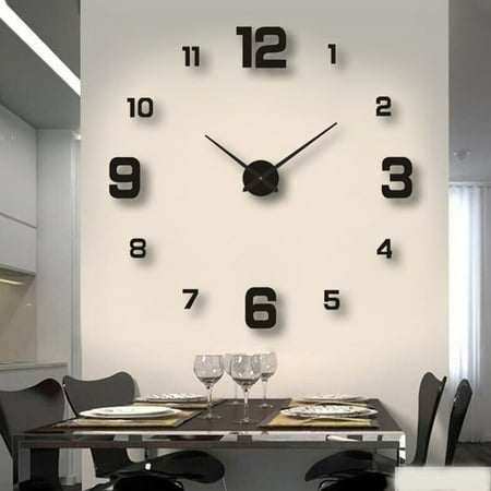 Frameless Wall Clock, Large Modern 3D Mirror Wall Clock Mute Diy Wall Stickers For Living Room Bedroom Home Decoration