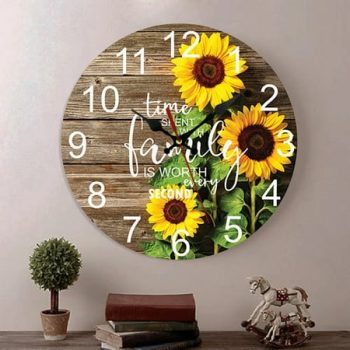 Homore Sunflowers Wall Clock,10'' Battery Operated Hanging Clock Creative Wall Clock with Keyhole Hanger