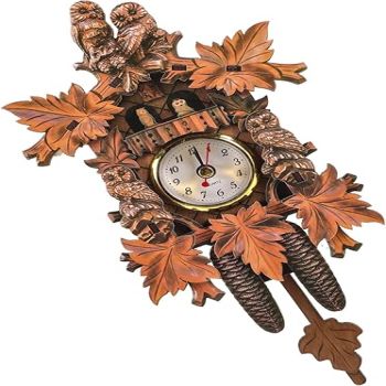 HOMSFOU Retro Decor Cuckoo Clock Wooden Pendulum Wall Clock Owl Vintage Chiming Clock Battery Operated Hanging Watches Timed Alarm Reminder for Bedroom Living Room Office Decoration