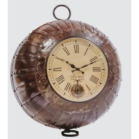 Iron Wall Clock with Pendulum made from Iron Wok