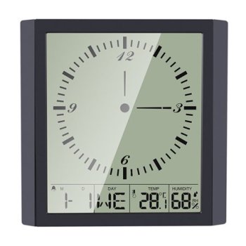 KKmoon Digital Multifunctional Thermo-Hygrometer Thermometer & Hygrometer & Square Clock Minimalist Wall Clock with Calendar Alarm and Snooze Indoor Temperature Humidity Indicator