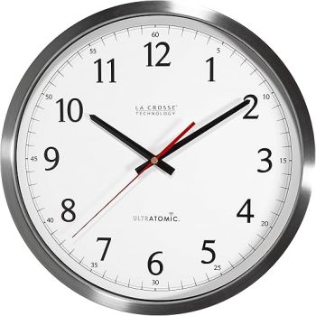 La Crosse Technology 404-1235UA-SS 14 Inch UltrAtomic Analog Stainless Steel Wall Clock