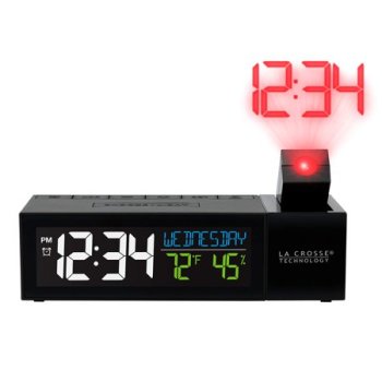 La Crosse Technology 616-1950-INT Pop-Up Bar Projection Alarm Clock with USB Charging Port, 6.51 L x 2.56 W x 1.81 H, Black