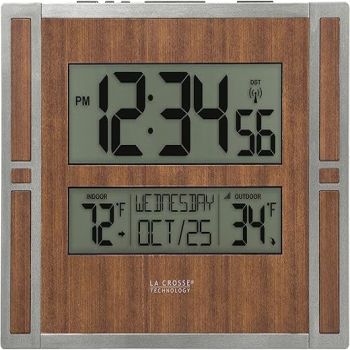 La Crosse Technology BBB86088 Atomic Digital Wall Clock with Indoor & Outdoor Temperature