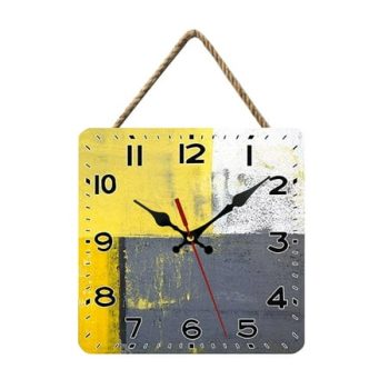 Large Farmhouse Wall Clock Distressed Wooden Clocks for Wall Art Decor Wall Decorations for Living Room, Square Shape,