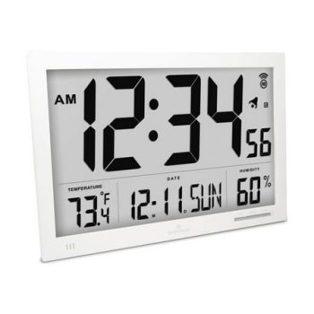 Marathon CL030062WH Slim-Jumbo Atomic Digital Wall Clock White