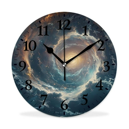 MEOSLZUT 10 inch Round Wall Clock,Vintage Galaxy Stars Space Spirals Graceful,Silent Non Ticking Wall Clocks for Living Room Kitchen Bedroom