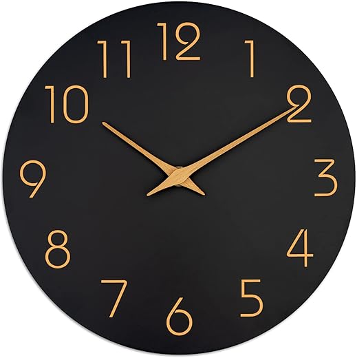 Mosewa Wall Clock 8 Inch Black Wall Clocks Battery Operated Silent Non-Ticking - Simple Minimalist Rose Gold Numbers Clock Decorative for Bedroom,Living Room, Kitchen,Home,Office