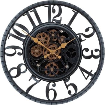 OCEST 16 Inch Moving Gear Wall Clock, Vintage Industrial Steampunk Wall Clock, Retro Moving Mechanical Wall Clock for Living Room Decor,Office,Farmhouse