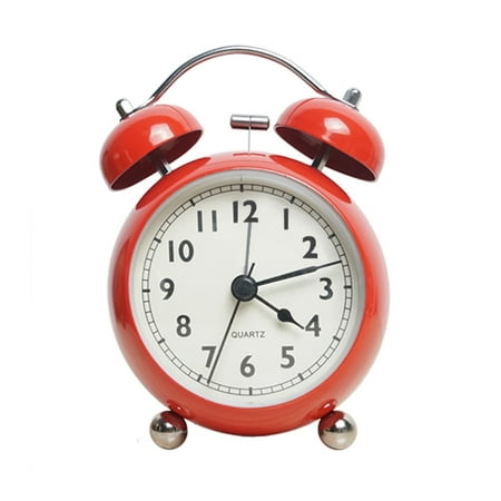 Retro Creative Metal Bell Alarm Clock Desktop Simple Clock Silent Luminous Quartz Table Clock