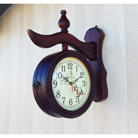 Retro Wooden Station Dubble Side Wall Clock, Home Decor, Office Decor Wall Clock