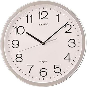 Seiko 14 Inch Classic Numbered Wall Clock, Silver