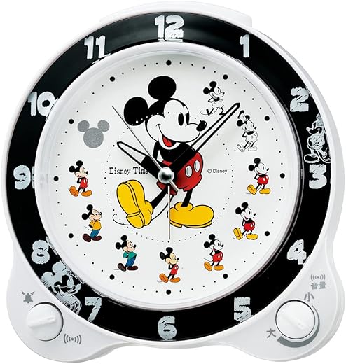 Seiko Clock FD461W Alarm Clock, Character Disney Mickey & Friends Analog, Switchable, Disney Time, White, Pearl