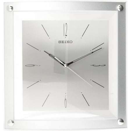 Seiko Wall Clock Quiet Sweep Second Hand Clock Silver-Tone Metallic Case