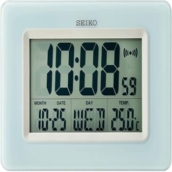 Seiko Yanai Bedroom Alarm/Wall Clock, Light Blue