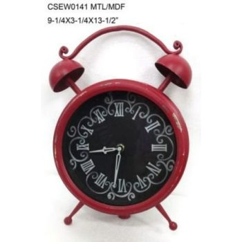 Set of 2 Red and Black Contemporary Table Clocks 13.5